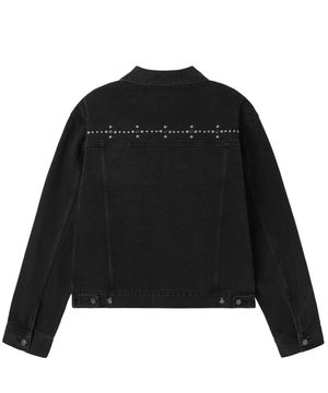 STUD DENIM TRUCKER JACKET - BLACK