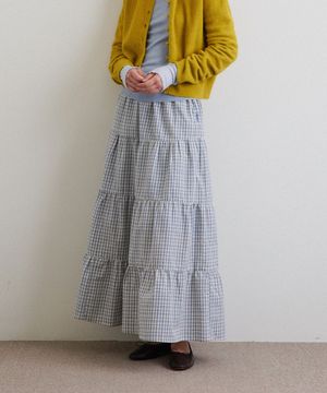 [기장선택] 맥시 티어드 스커트_Sky Check