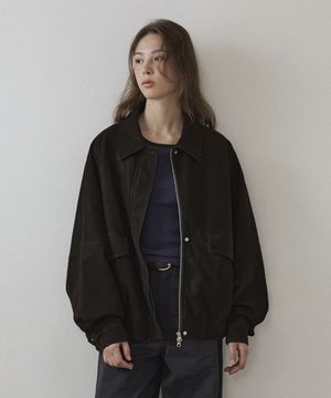 보이핏 히든 버튼 레더 블루종_Subtle Brown