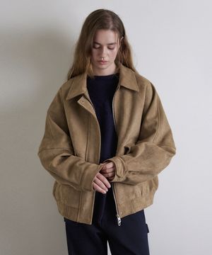 보이핏 히든 버튼 레더 블루종_Suede Beige