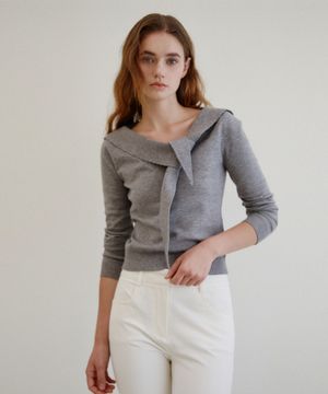 세일러 카라 슬림핏 니트_Dim Gray