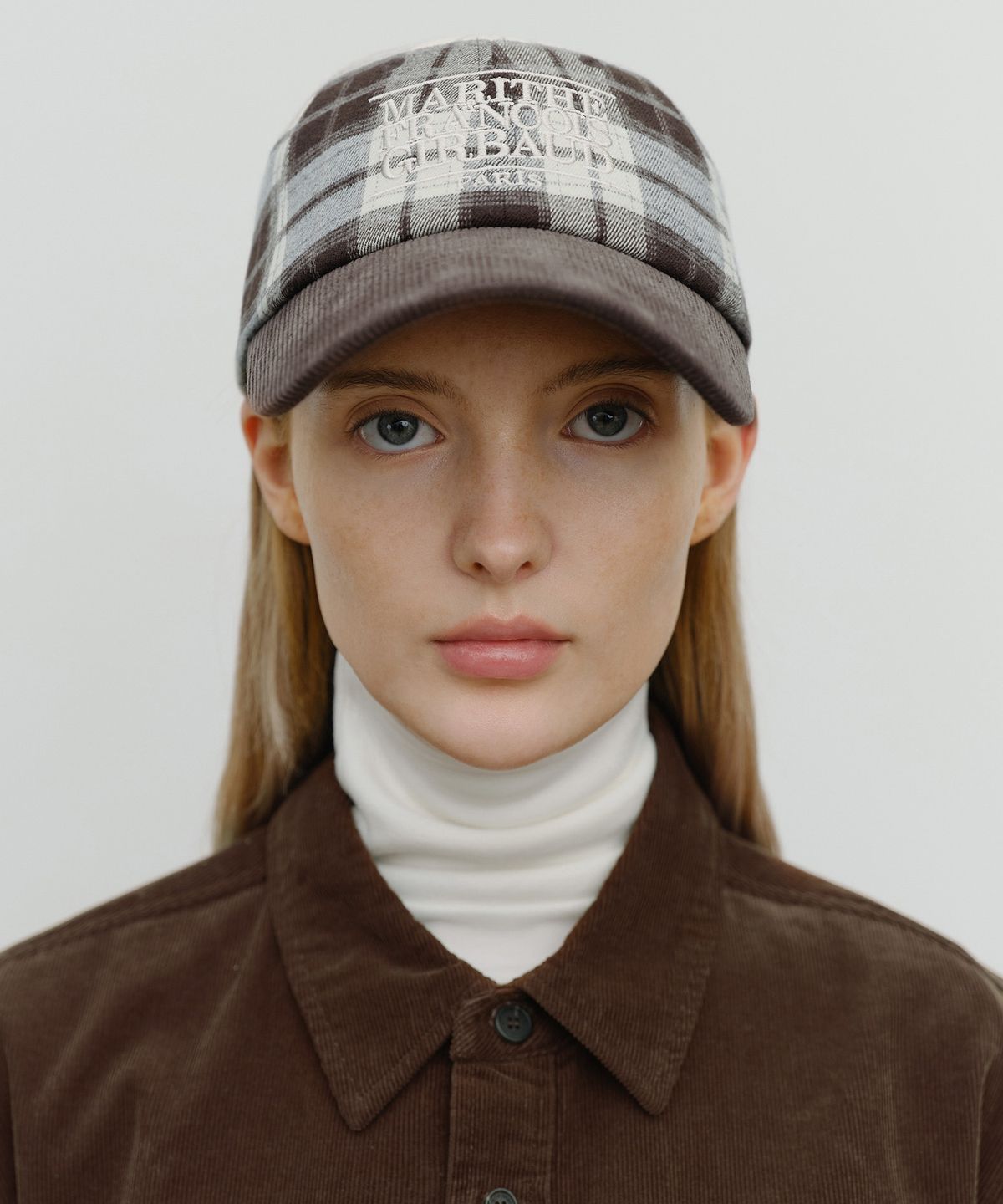 마리떼 프랑소와 저버(MARITHÉ + FRANҪOIS GIRBAUD) CLASSIC LOGO TWO TONE CHECK CAP brown