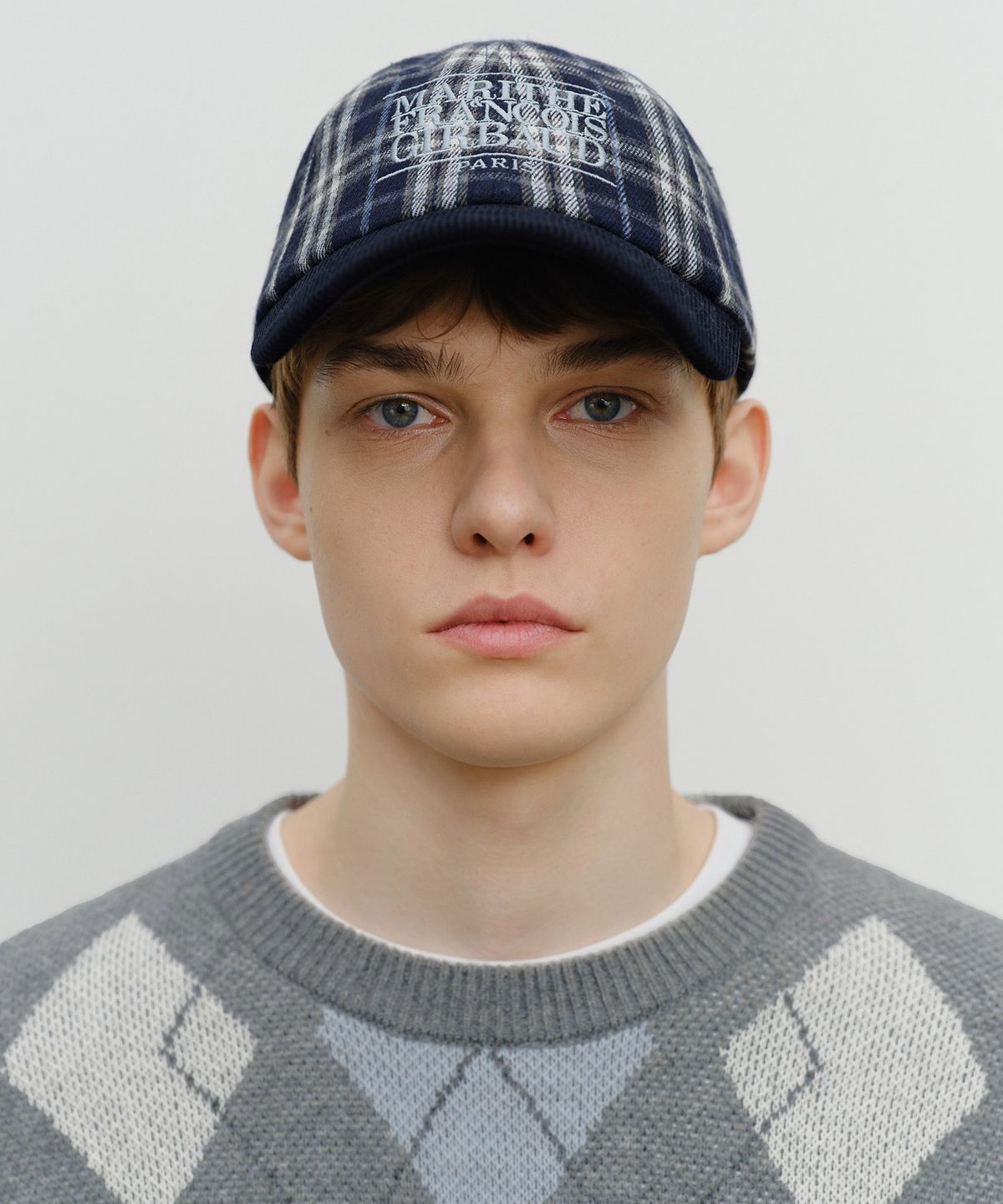 마리떼 프랑소와 저버(MARITHÉ + FRANҪOIS GIRBAUD) CLASSIC LOGO TWO TONE CHECK CAP navy
