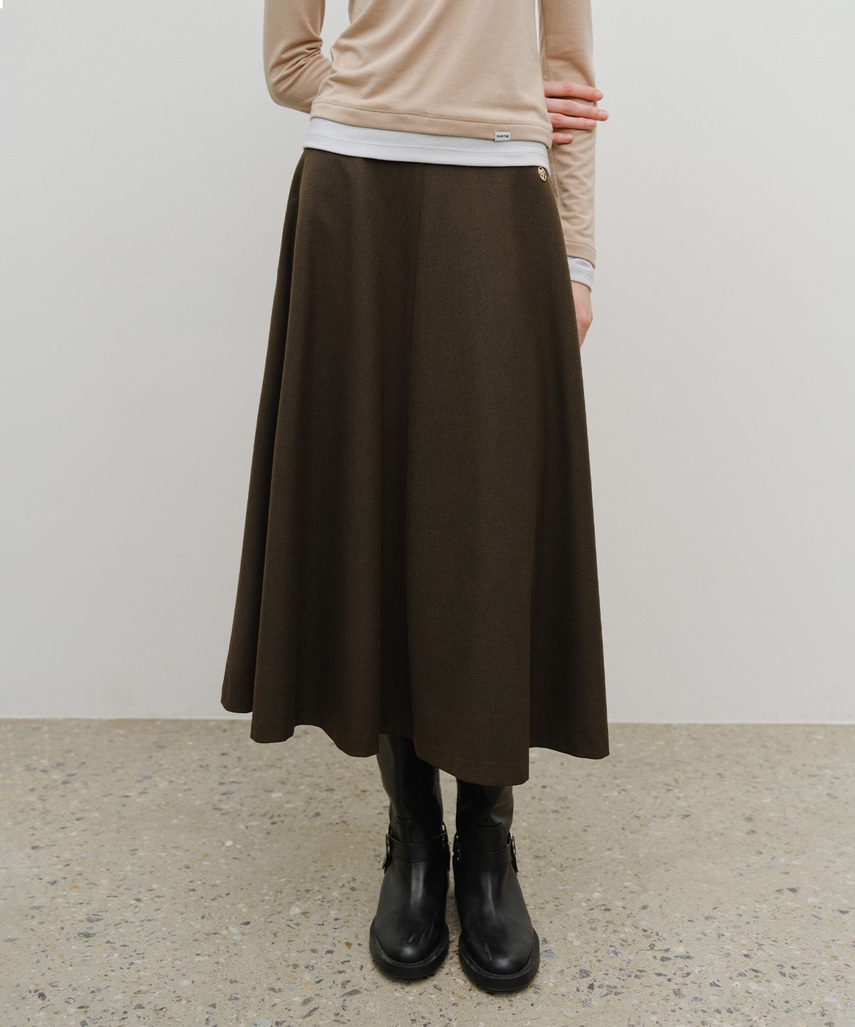 마리떼 프랑소와 저버(MARITHÉ + FRANҪOIS GIRBAUD) W LONG FLARE SKIRT brown