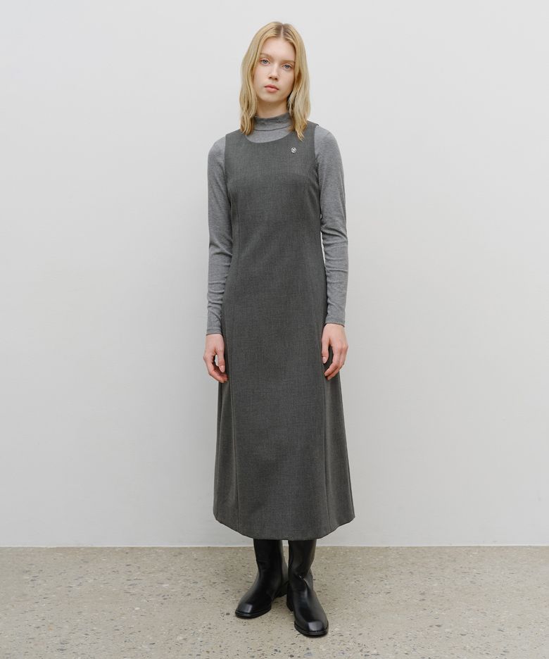 W SLEEVELESS LONG DRESS charcoal