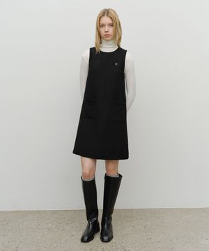 W TWEED SLEEVELESS DRESS black