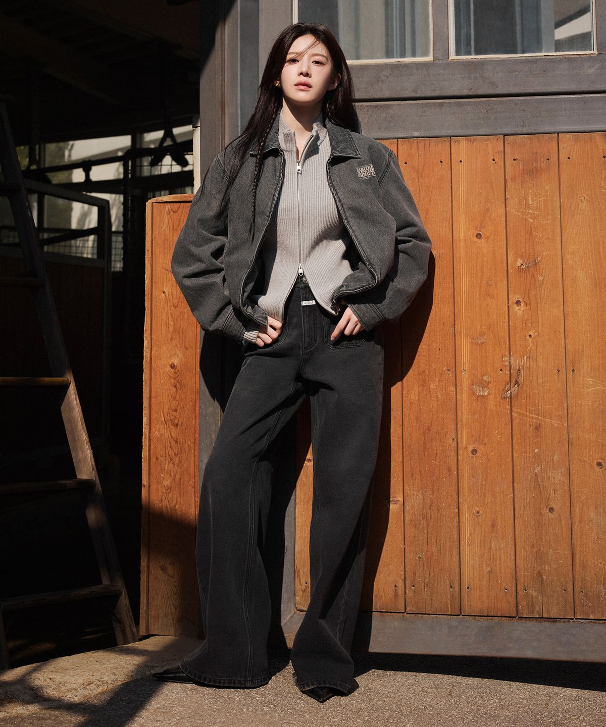 마리떼 프랑소와 저버(MARITHÉ + FRANҪOIS GIRBAUD) W SEMI-WIDE DENIM PANTS black