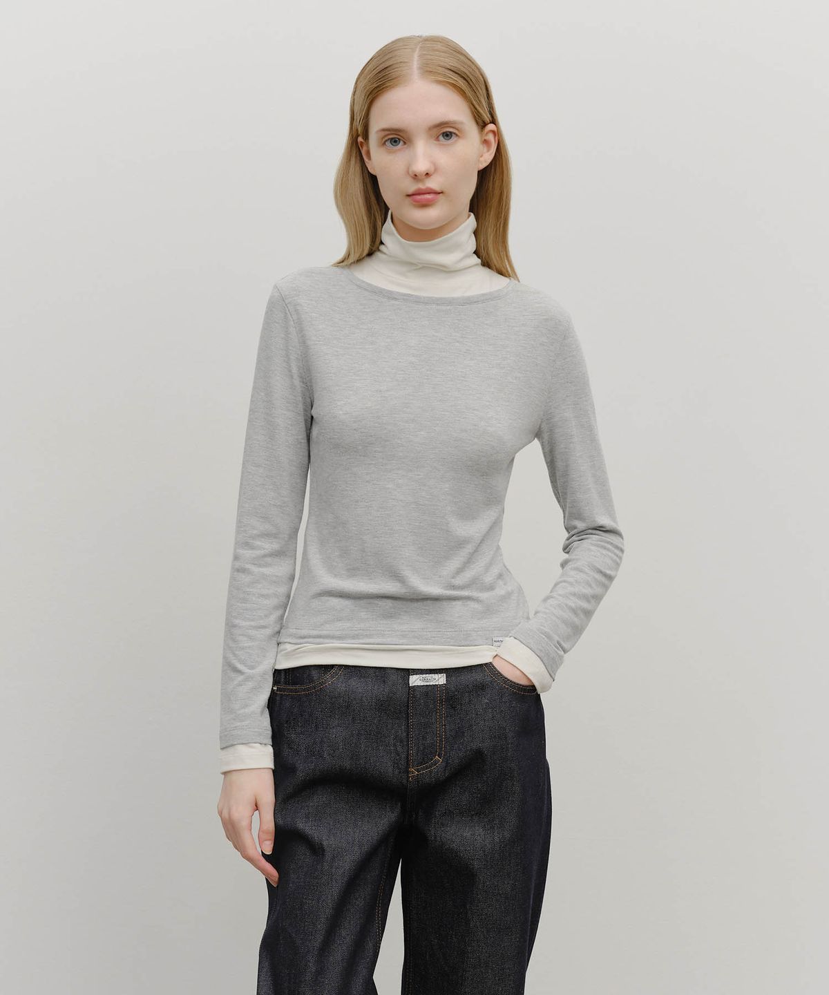 마리떼 프랑소와 저버(MARITHÉ + FRANҪOIS GIRBAUD) W LAYERED TURTLE NECK LONG SLEEVE heather gray