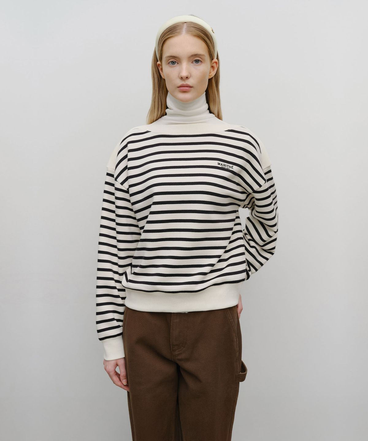 마리떼 프랑소와 저버(MARITHÉ + FRANҪOIS GIRBAUD) W BOAT NECK OVERSIZED SWEATSHIRT ivory