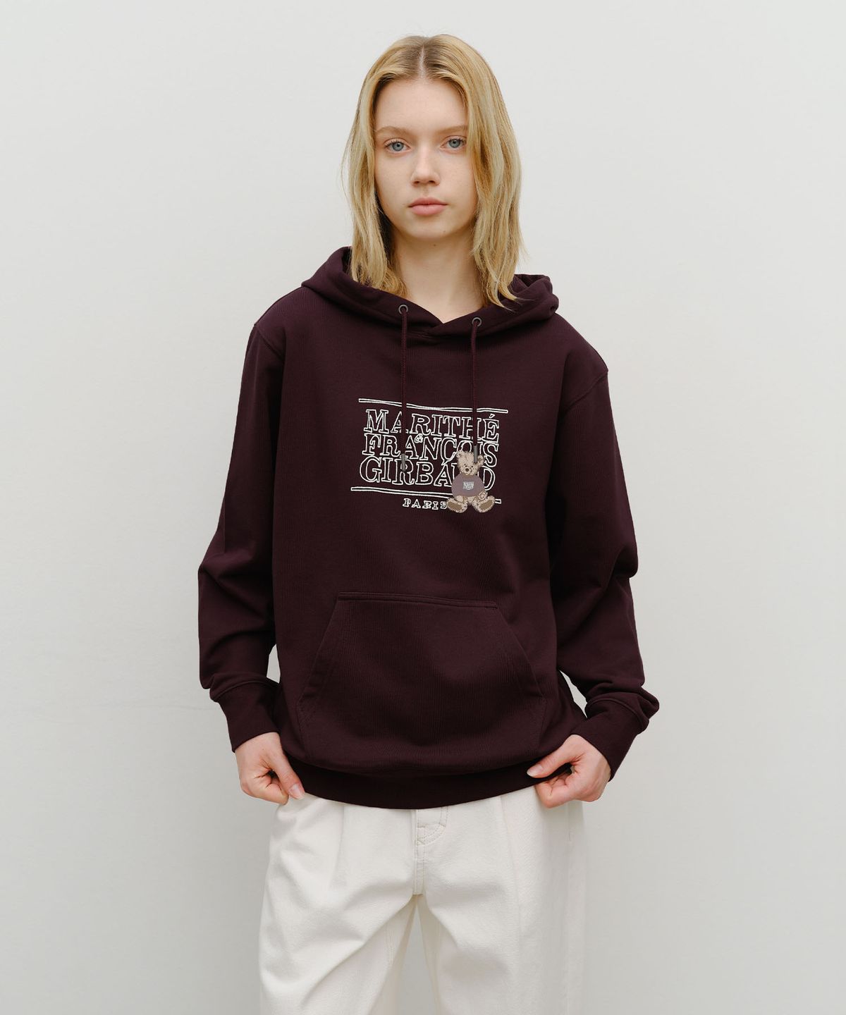 마리떼 프랑소와 저버(MARITHÉ + FRANҪOIS GIRBAUD) DOODLE CLASSIC BEAR HOODIE burgundy