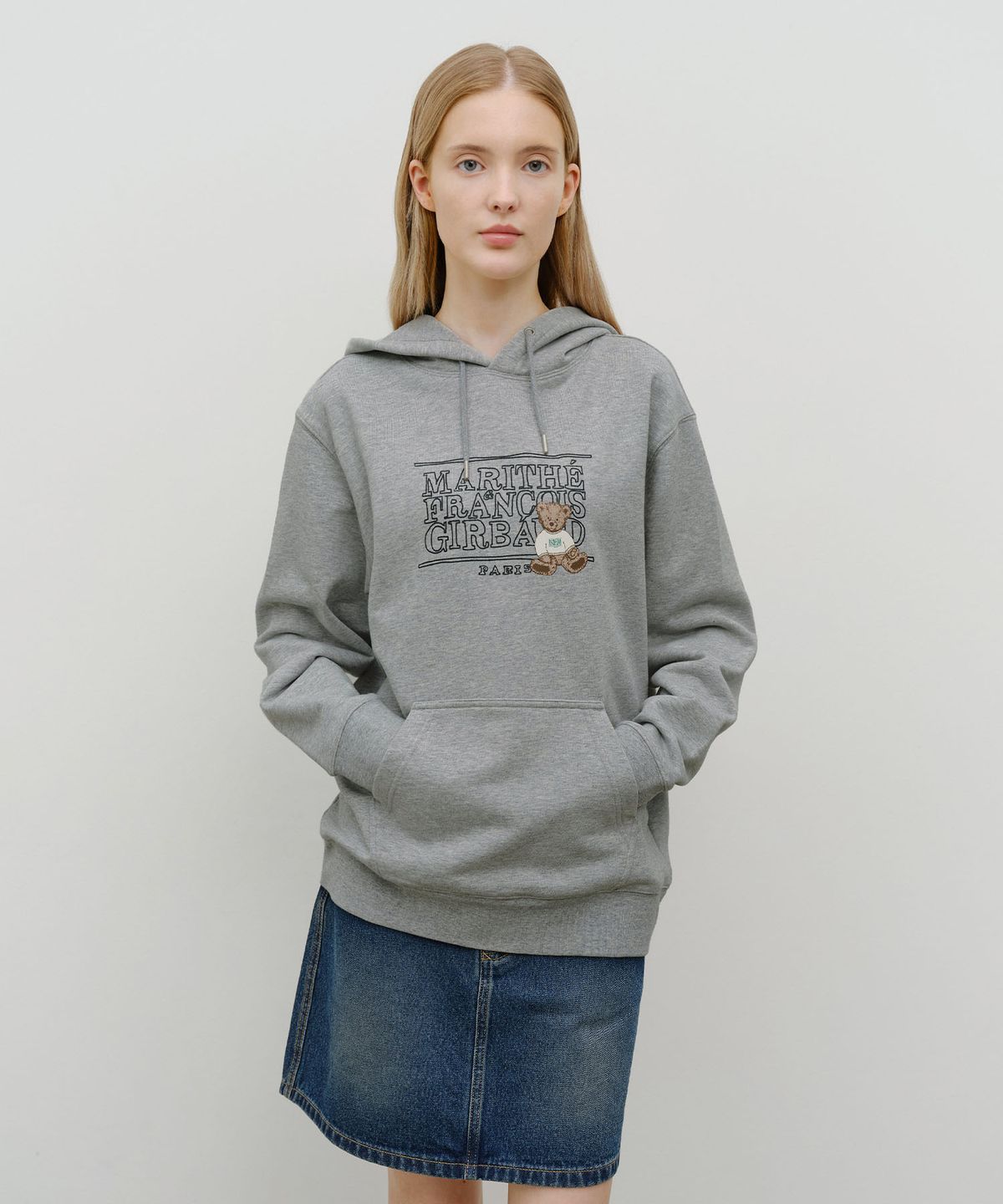 마리떼 프랑소와 저버(MARITHÉ + FRANҪOIS GIRBAUD) DOODLE CLASSIC BEAR HOODIE heather gray