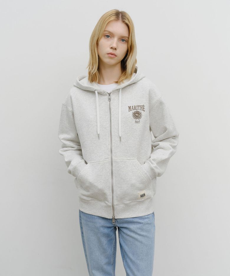 BIG COLLEGE LOGO GRAPHIC HOODIE ZIPUP light heather gray