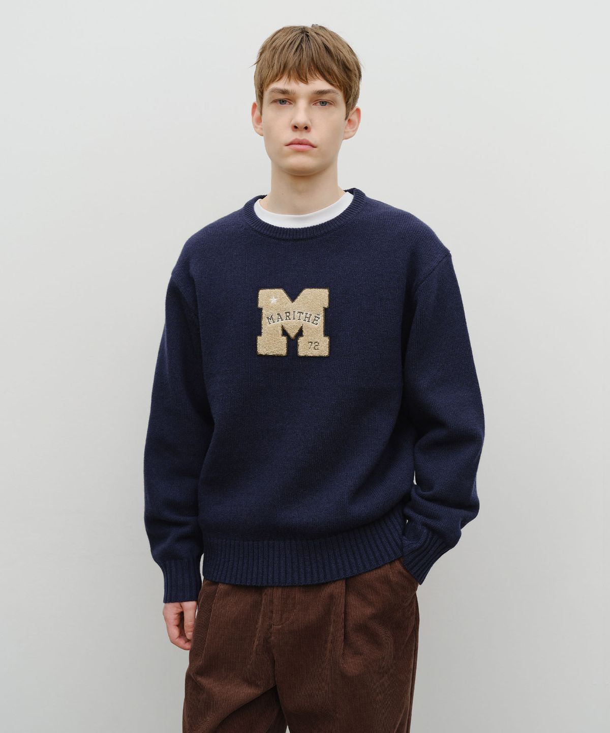 마리떼 프랑소와 저버(MARITHÉ + FRANҪOIS GIRBAUD) M APPLIQUE KNIT PULLOVER navy