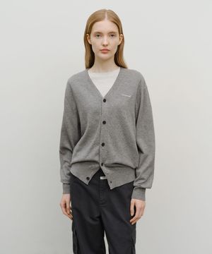 BASIC V NECK CARDIGAN heather gray