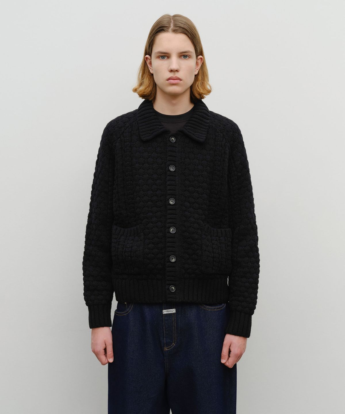 마리떼 프랑소와 저버(MARITHÉ + FRANҪOIS GIRBAUD) COLLAR CABLE CARDIGAN black