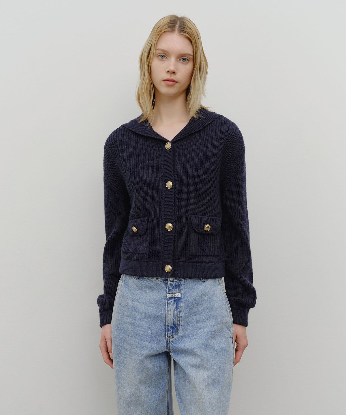마리떼 프랑소와 저버(MARITHÉ + FRANҪOIS GIRBAUD) W SAILOR RIB KNIT CARDIGAN navy