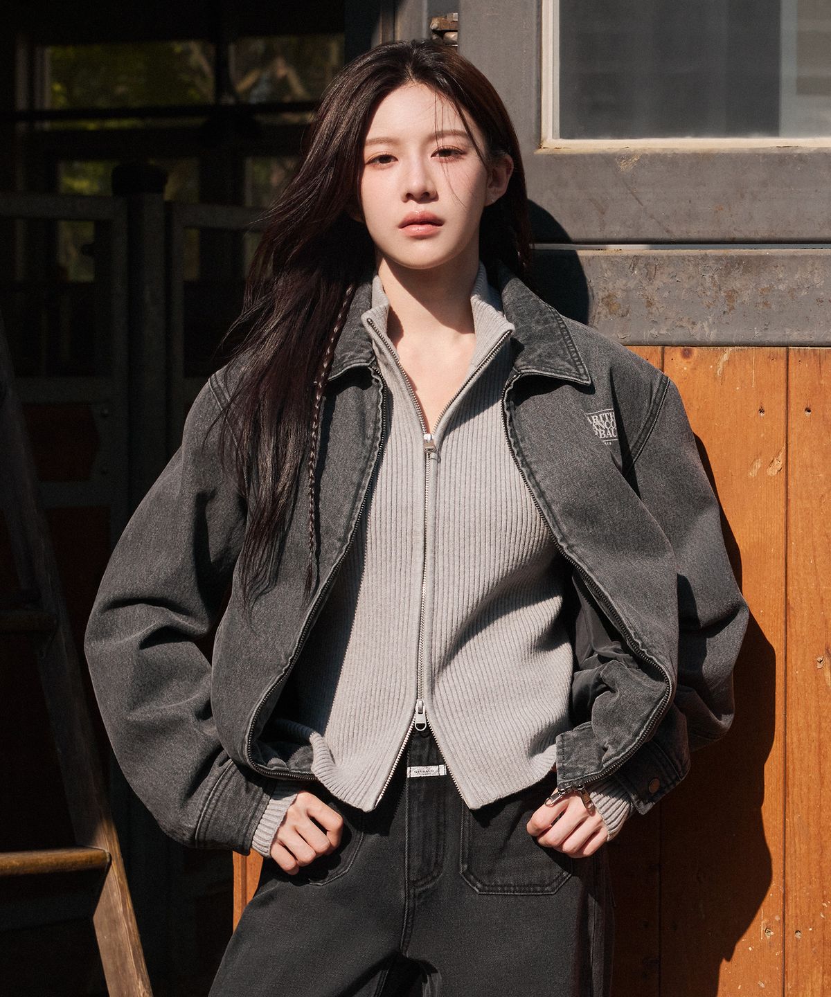 마리떼 프랑소와 저버(MARITHÉ + FRANҪOIS GIRBAUD) DENIM BLOUSON JACKET gray