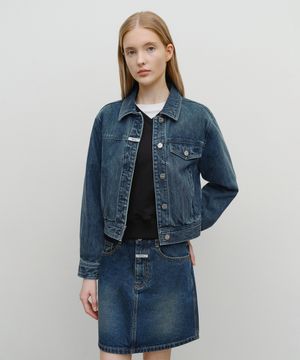 W DENIM TUCK DETAIL JACKET light blue