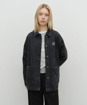 W FRENCH DENIM WORK JACKET black