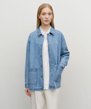 W FRENCH DENIM WORK JACKET light blue