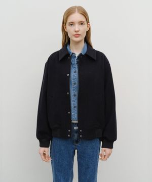 WOOL COLLAR VARSITY JACKET navy