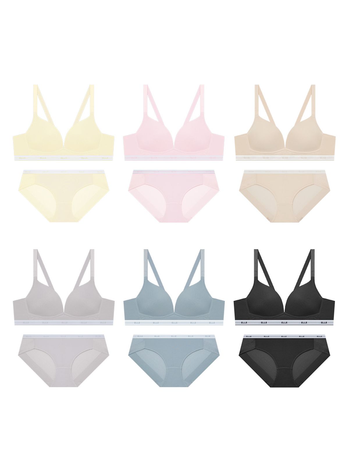 엘르이너웨어(ELLE INNERWEAR) 에어로쿨 컴포트핏 노와이어 브라 팬티 세트