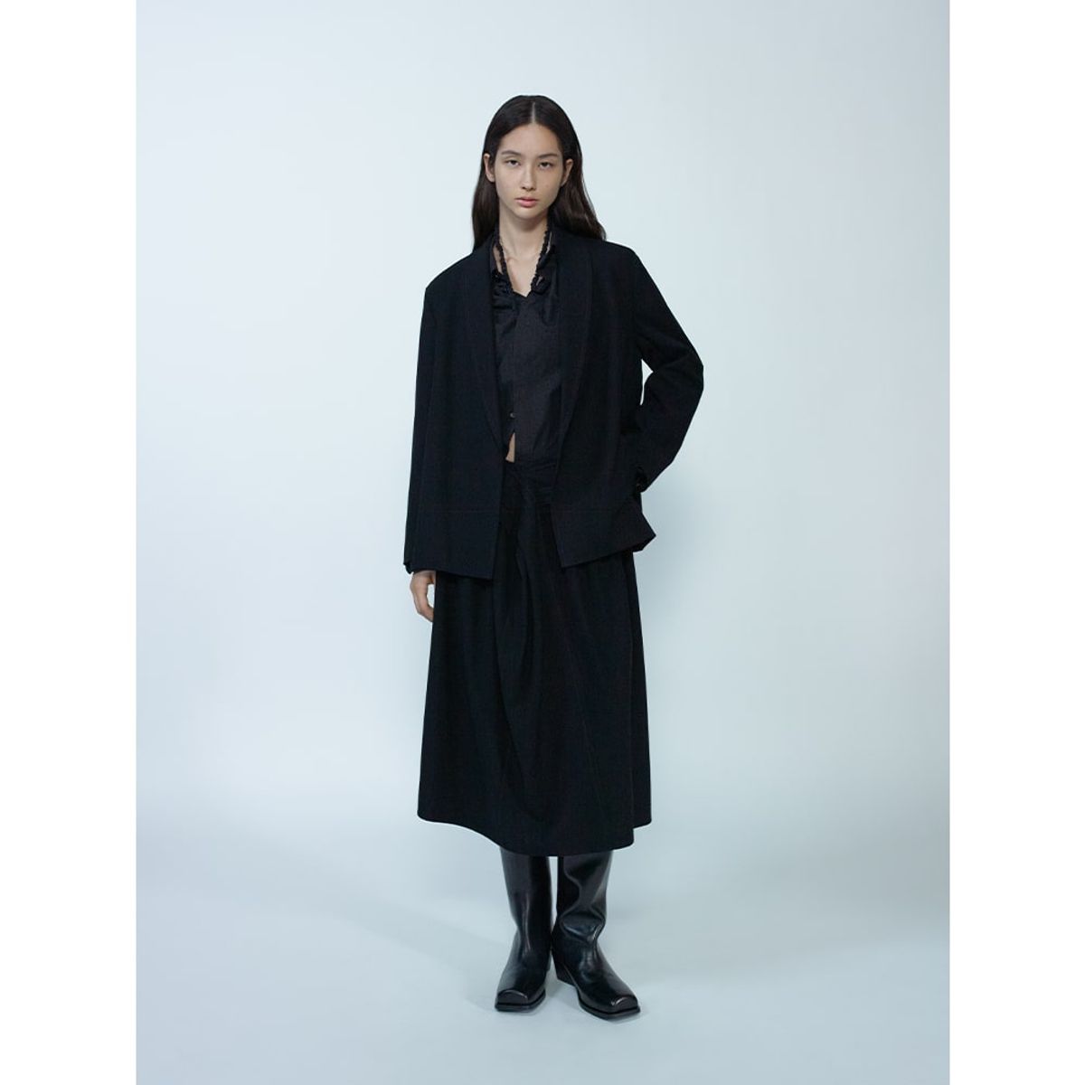 앙개(ANGGAE) Shawl Tailered Jacket  Black