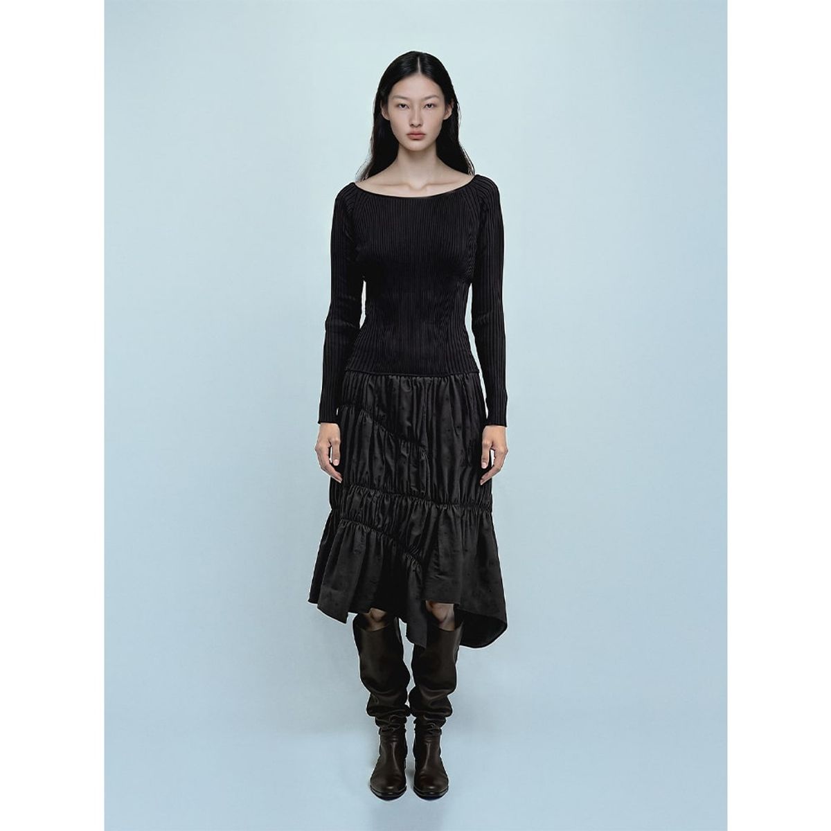 앙개(ANGGAE) Punching Balloon Skirt  Black