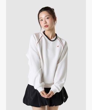 여성 에센셜 브이넥 루즈 맨투맨 - 아이보리(QQ322LFS91)