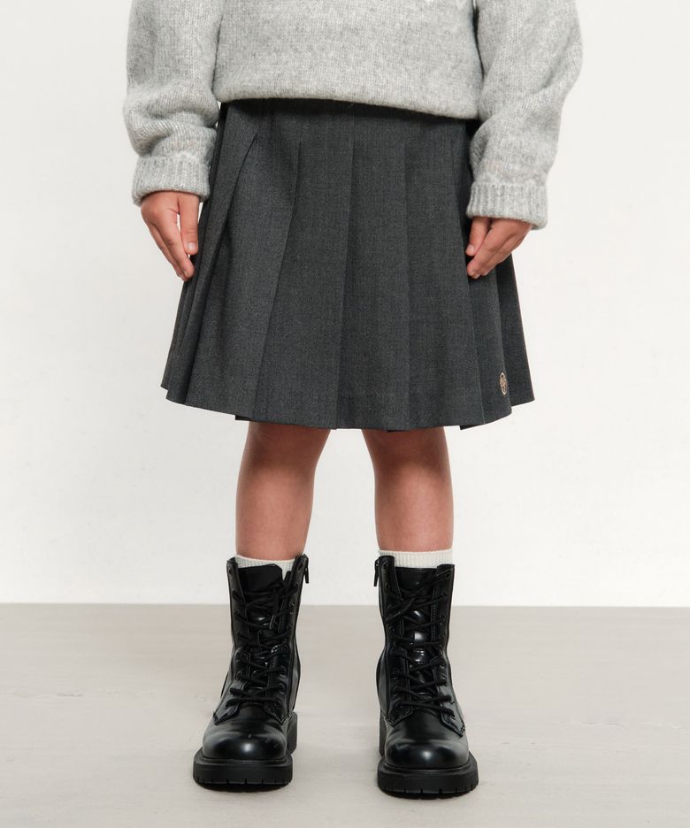 KIDS W PLEATS MIDI SKIRT gray