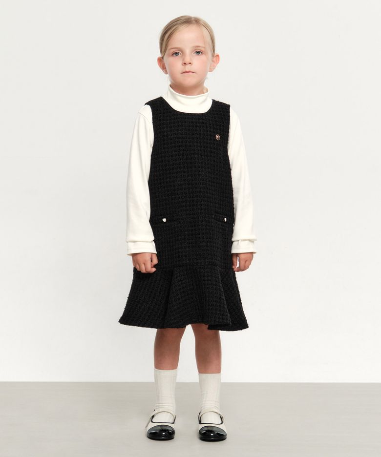 KIDS W TWEED SLEEVELESS DRESS black