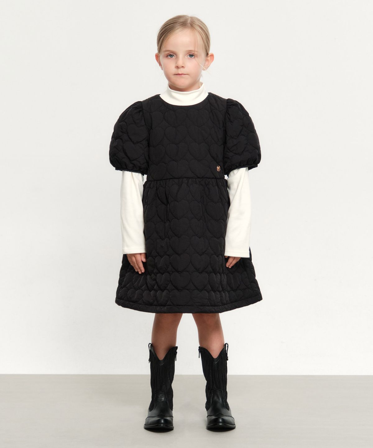마리떼 키즈(MARITHÉ KIDS) KIDS W HEART QUILTING PADDING DRESS black