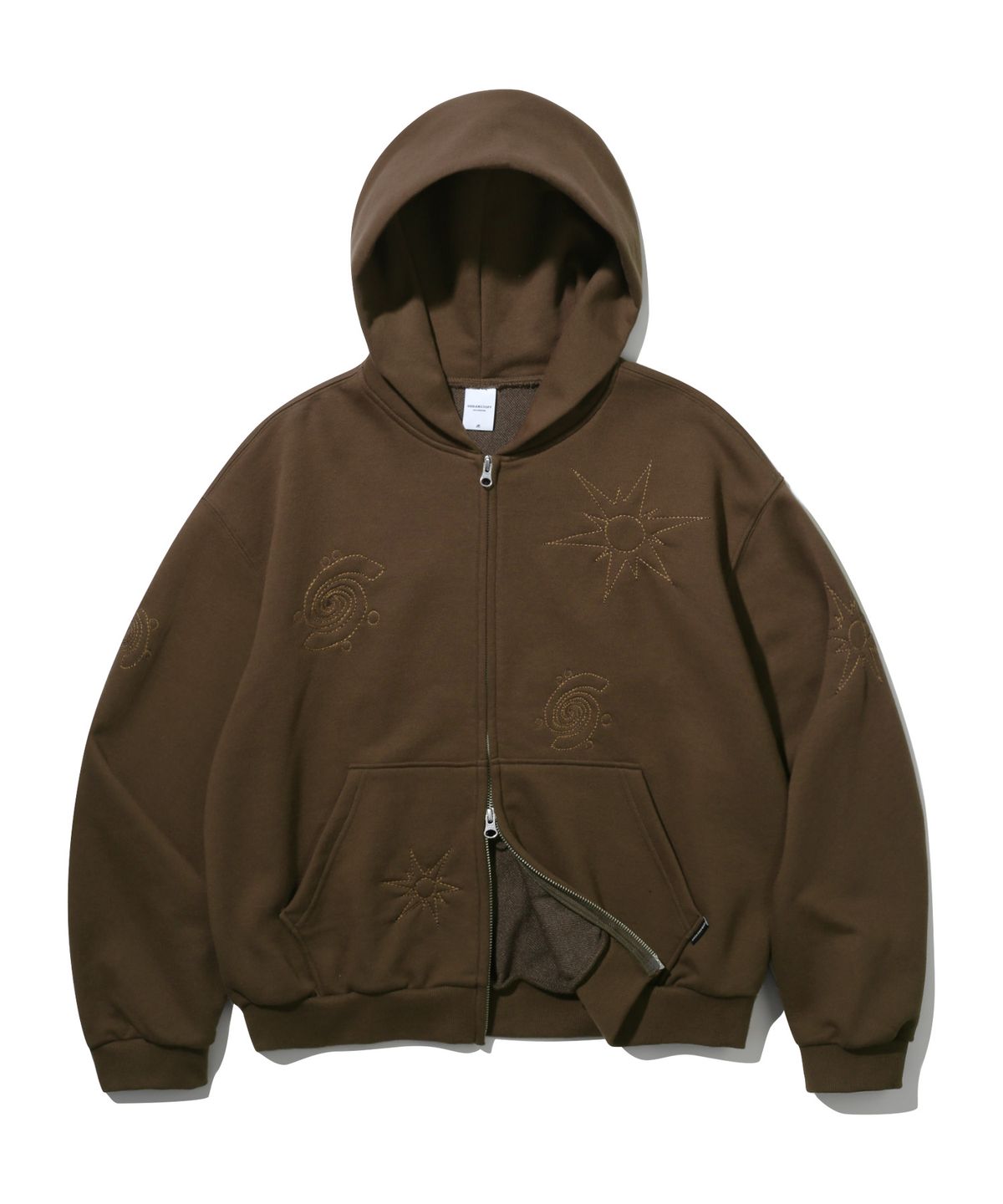 어반스터프(URBANSTOFF) 스타 데미지 크롭 후드 집업 (브라운)