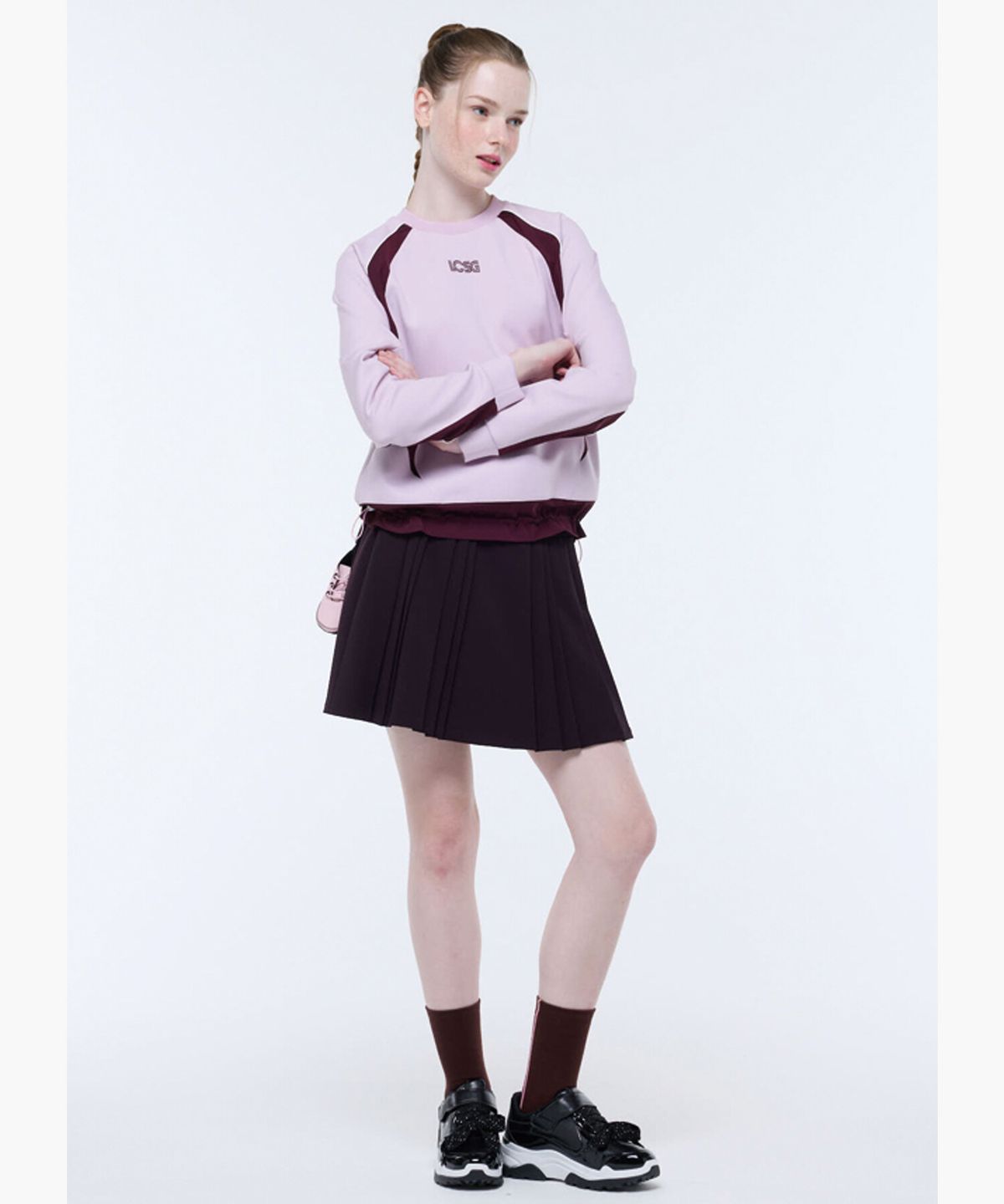 르꼬끄 골프(LECOQ GOLF) 여성 뒷밴드 플리츠 스커트 (GQ322LSK92)