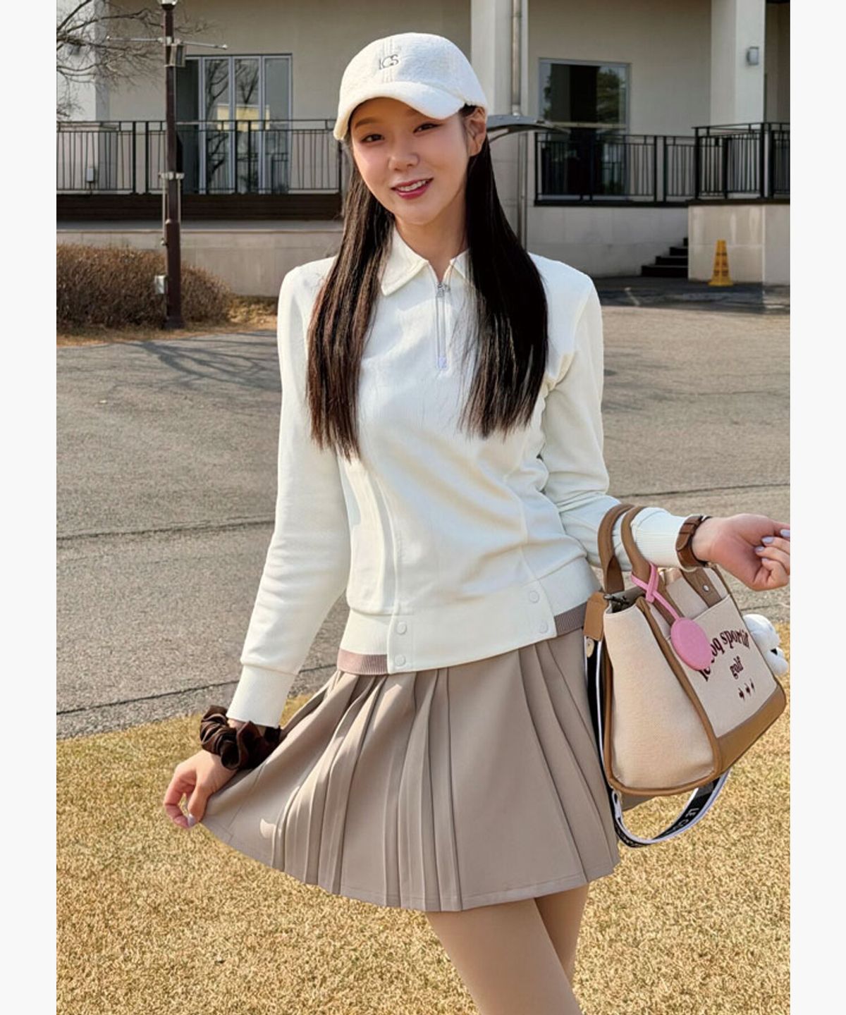 르꼬끄 골프(LECOQ GOLF) 여성 뒷밴드 플리츠 스커트 (GQ322LSK92)