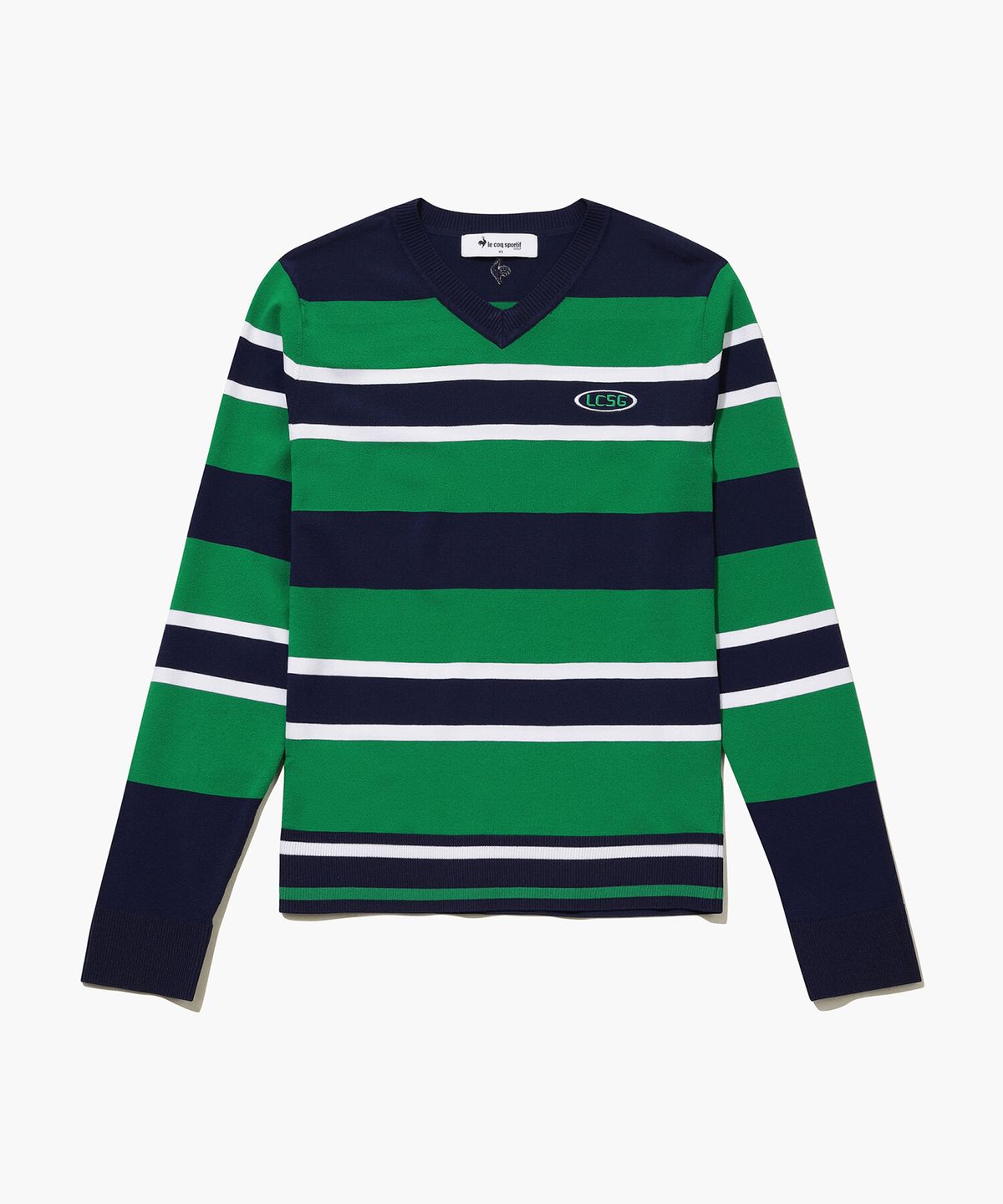 르꼬끄 골프(LECOQ GOLF) 여성 스트라이프 브이넥 스웨터 (GQ322LKP82)