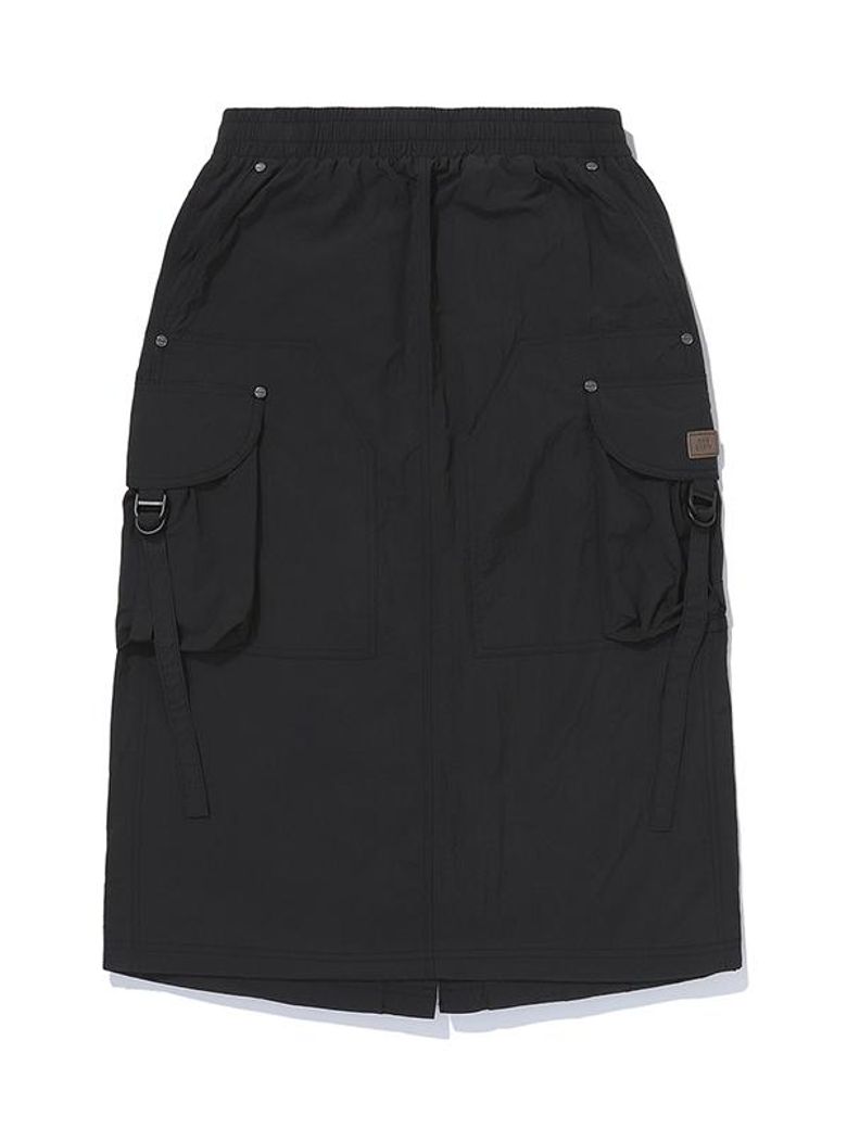 W 리벳 카고 스커트_Black