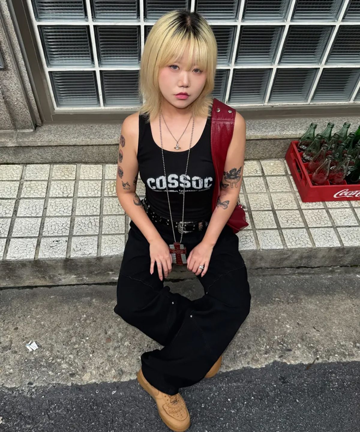 코소(COSO) (w) 칠린 크랙 스타 슬리브리스 (BLACK)