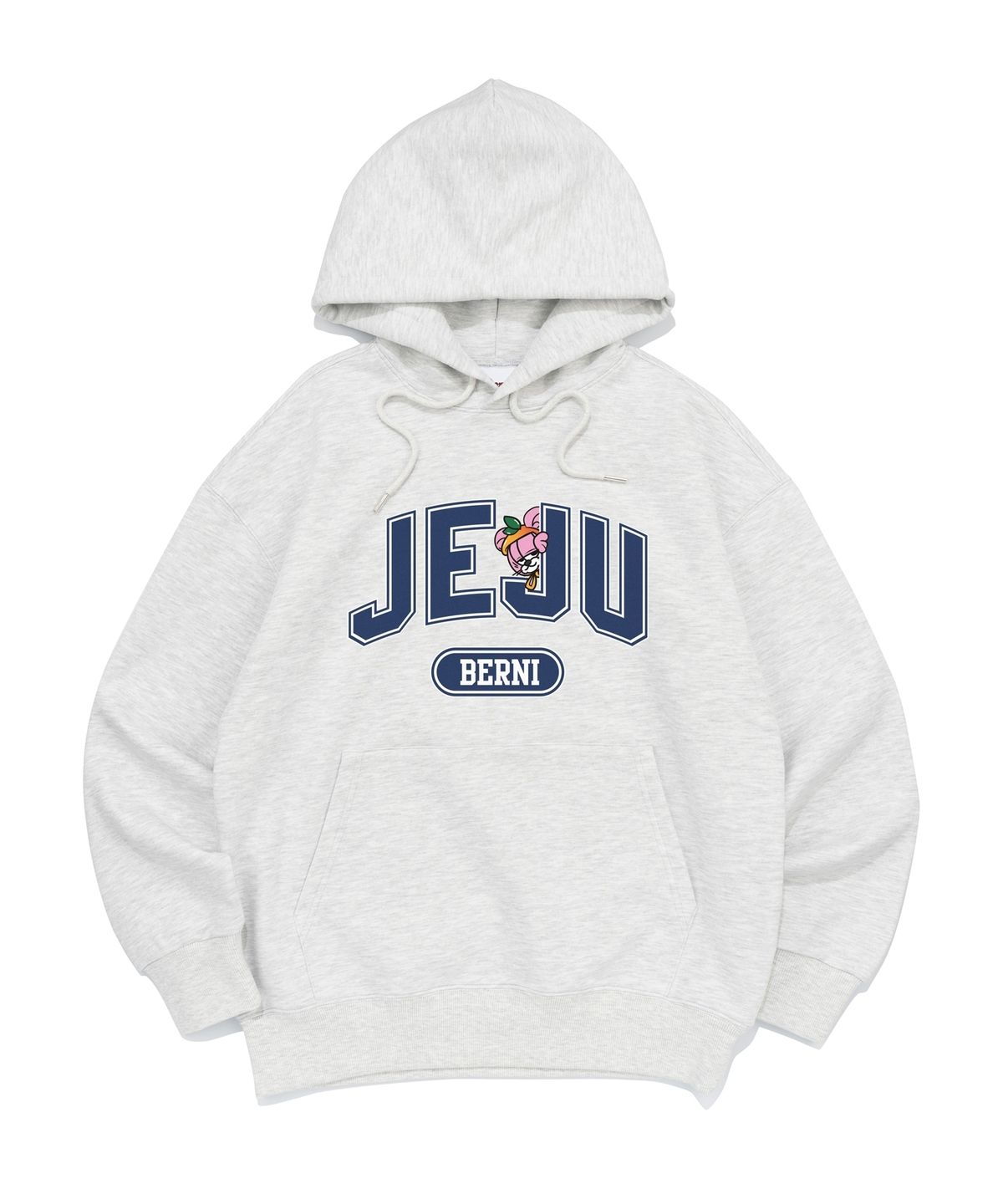 베르니(BERNI) 제주 베르니 키키 빅 로고 후드티 (라이트그레이)