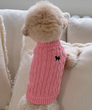 강아지 실내복 순면 니트 핑크