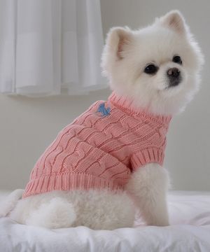 강아지 실내복 순면 니트 베이비핑크