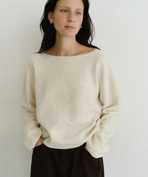 Wholegarment boatneck knit