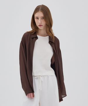 [W]시어 세미오버핏 투웨이 셔츠 - 3color