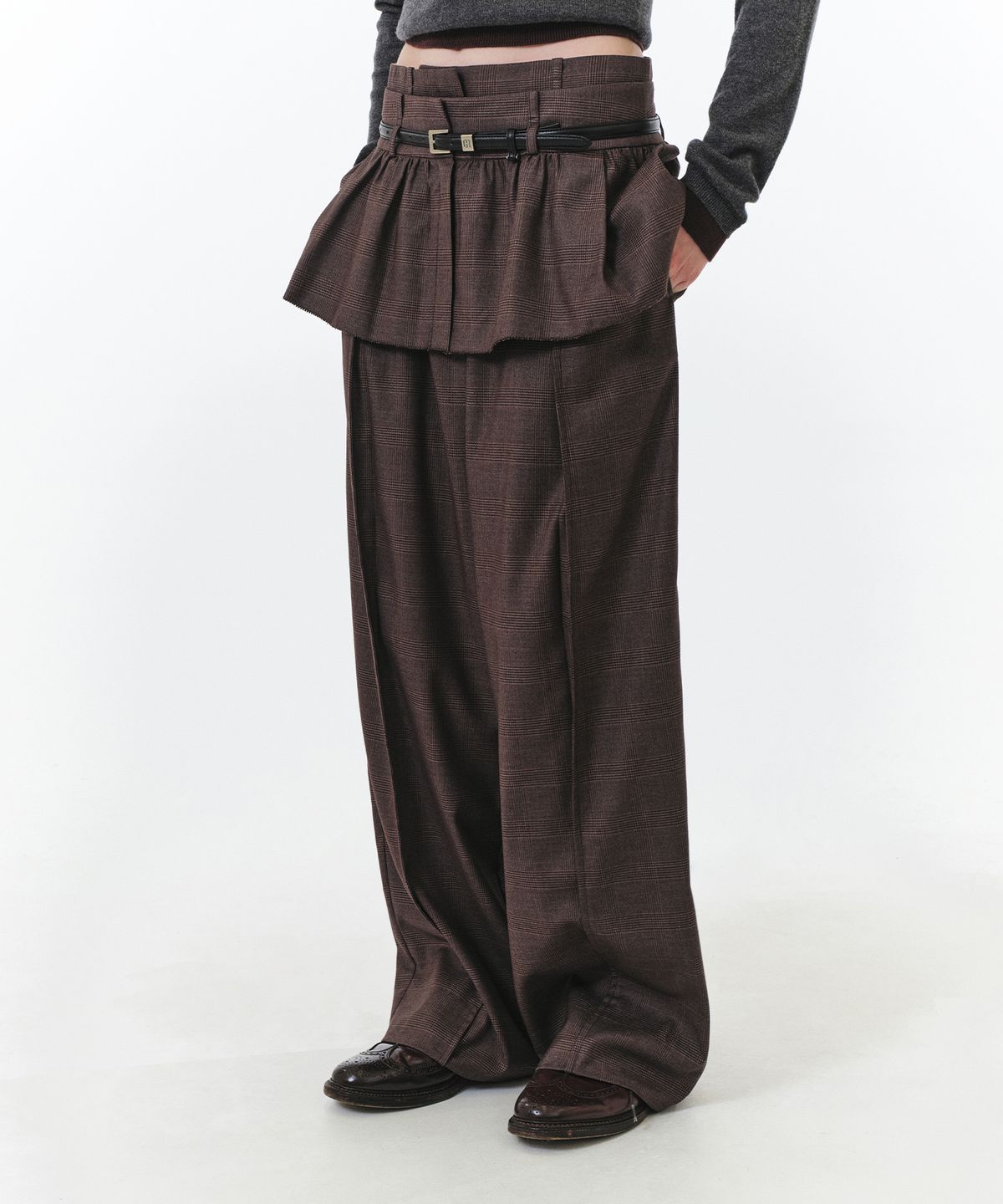 그로브(GROVE) MARINA PANTS (BROWN CHECK)