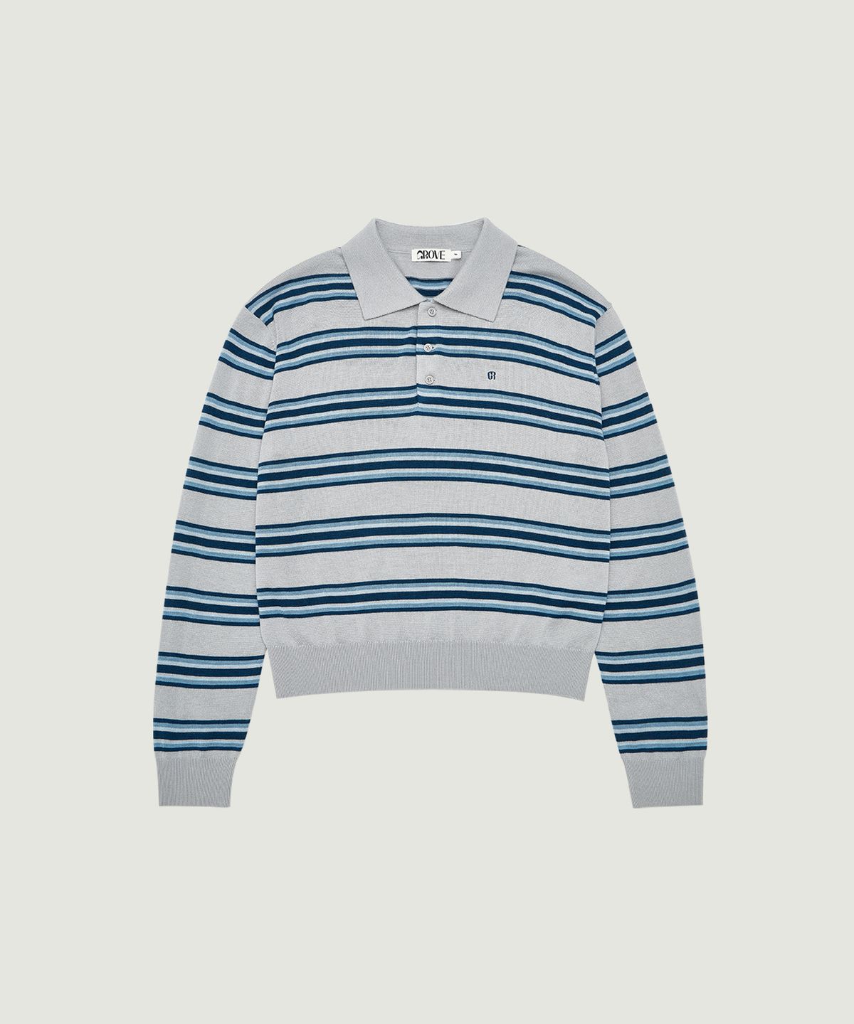 그로브(GROVE) TESSA STRIPE COLLAR KNIT (GREY STRIPE)