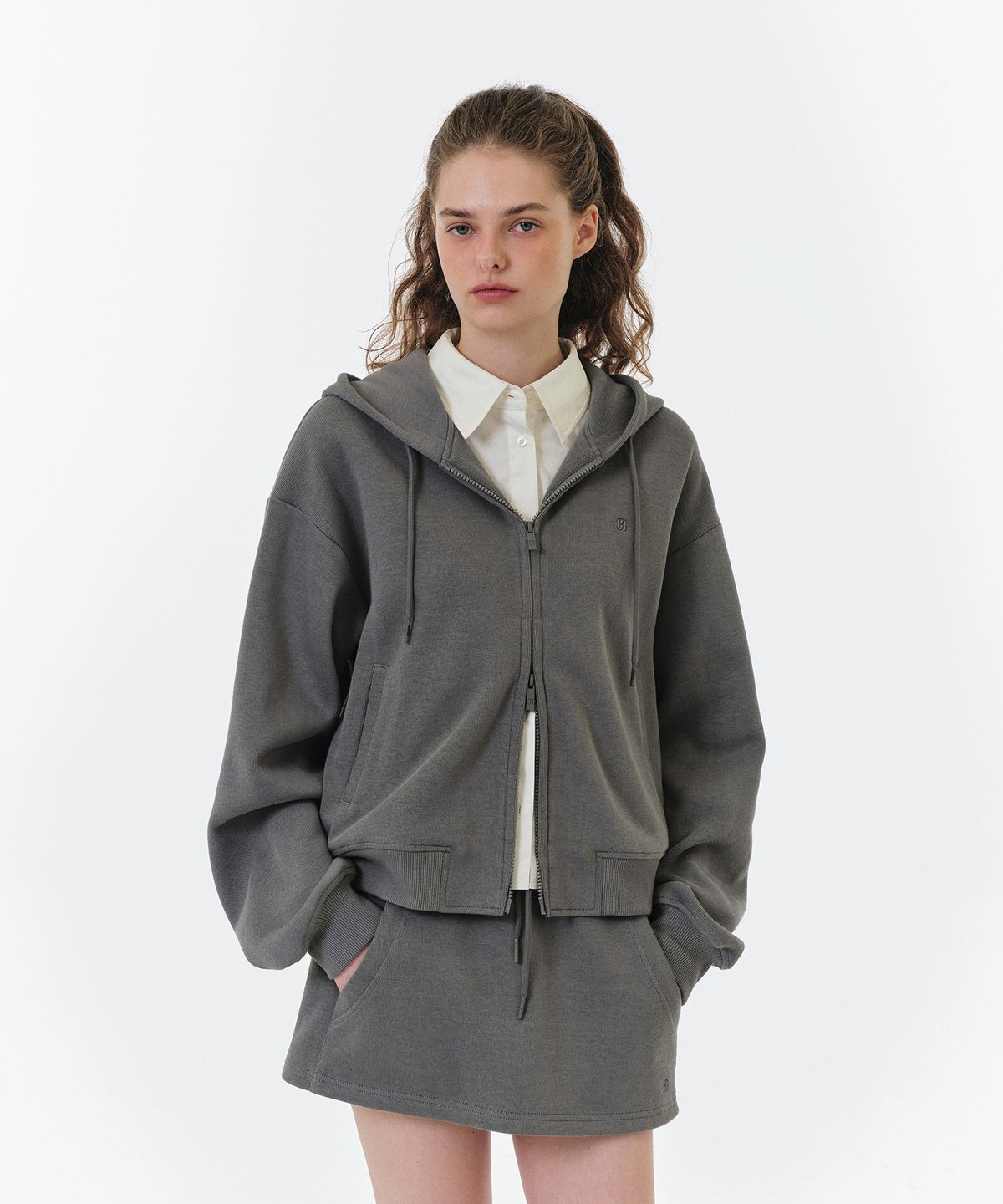 그로브(GROVE) SIMONE HOODIE ZIP-UP (GREY)