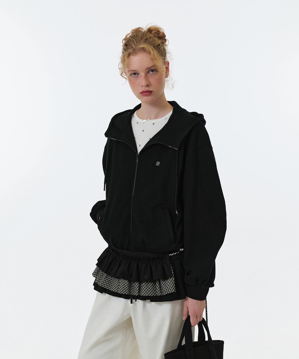그로브(GROVE) EVERLY HOODIE ZIP-UP (BLACK)
