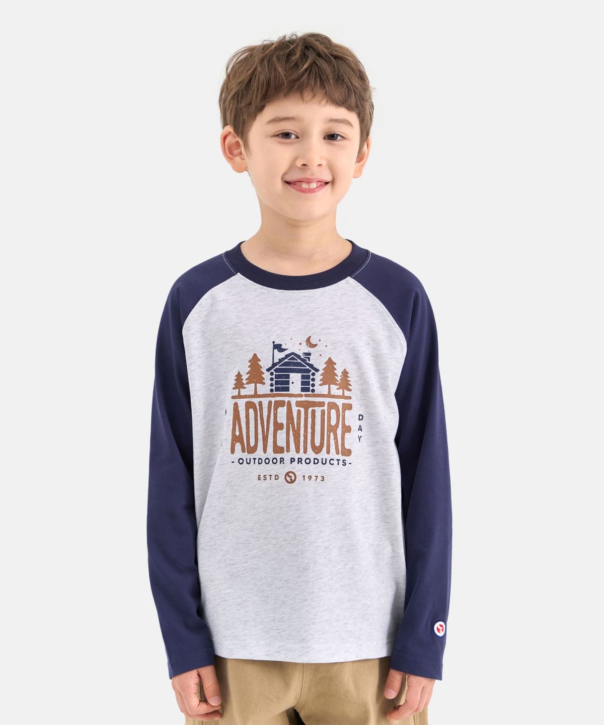 아웃도어 프로덕츠 키즈(OUTDOOR PRODUCTS KIDS) 라글란 그래픽 티셔츠 (네이비) OD253ILS07_NVY