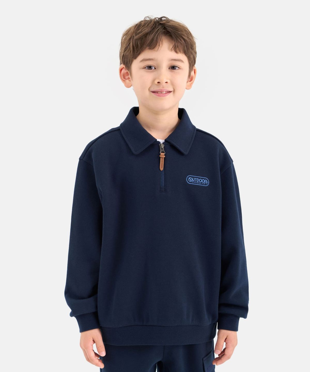 아웃도어 프로덕츠 키즈(OUTDOOR PRODUCTS KIDS) 피케 카라 맨투맨 (다크 네이비) OD253IZM01_DNY