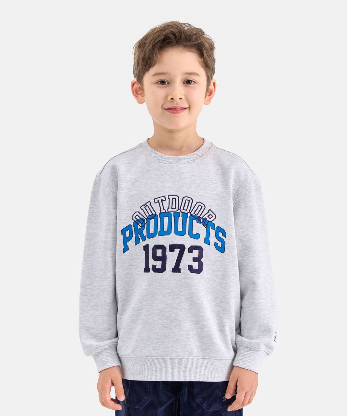 아웃도어 프로덕츠 키즈(OUTDOOR PRODUCTS KIDS) 에센셜 그래픽 맨투맨 (멜란지 화이트) OD253IMM02_MWH